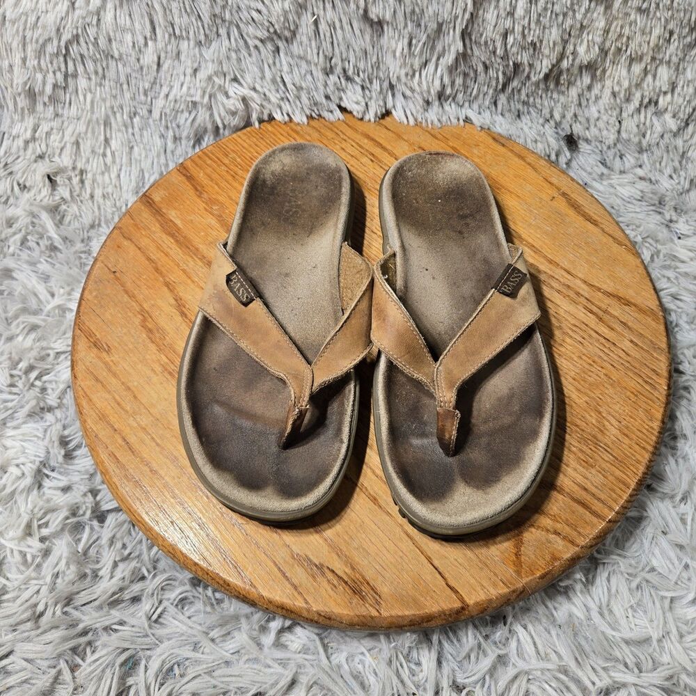 G.H. Bass & Co. Womens Sz 8.5-9 Brown Suede & Canvas Flip-Flops With Rubber Sole